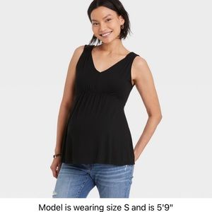 NWT Black Maternity Tank Top Medium - Sleeveless Black Shirt Isabel Maternity